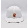 6 Panel White Snapback Cap with Metal Plate